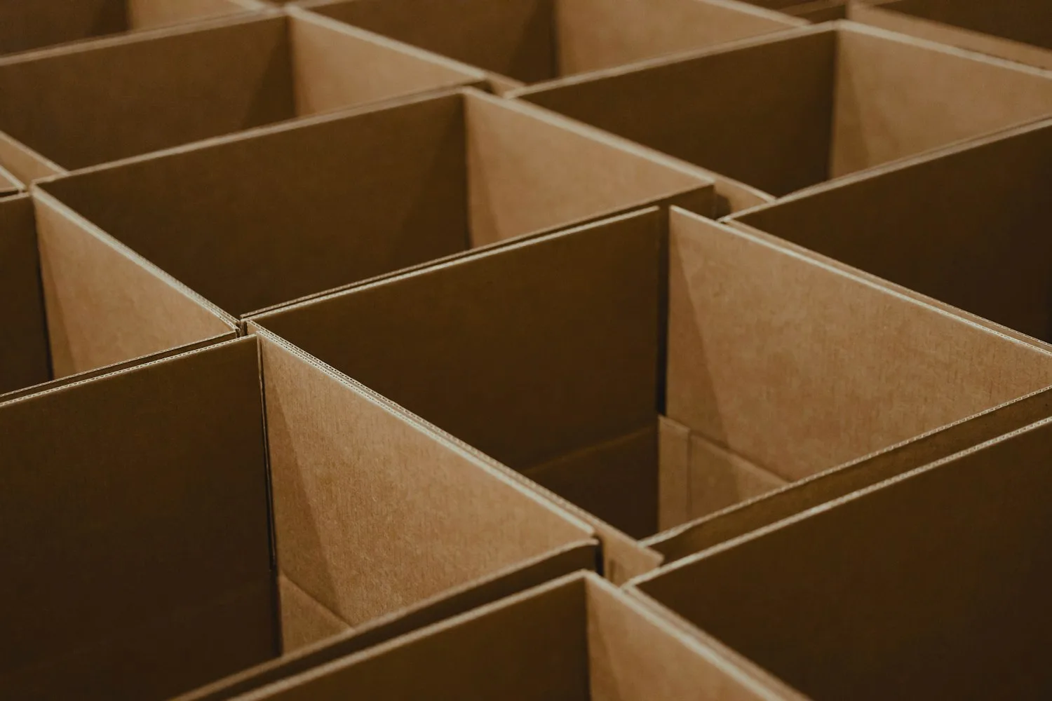 Open cardboard boxes ready for packing